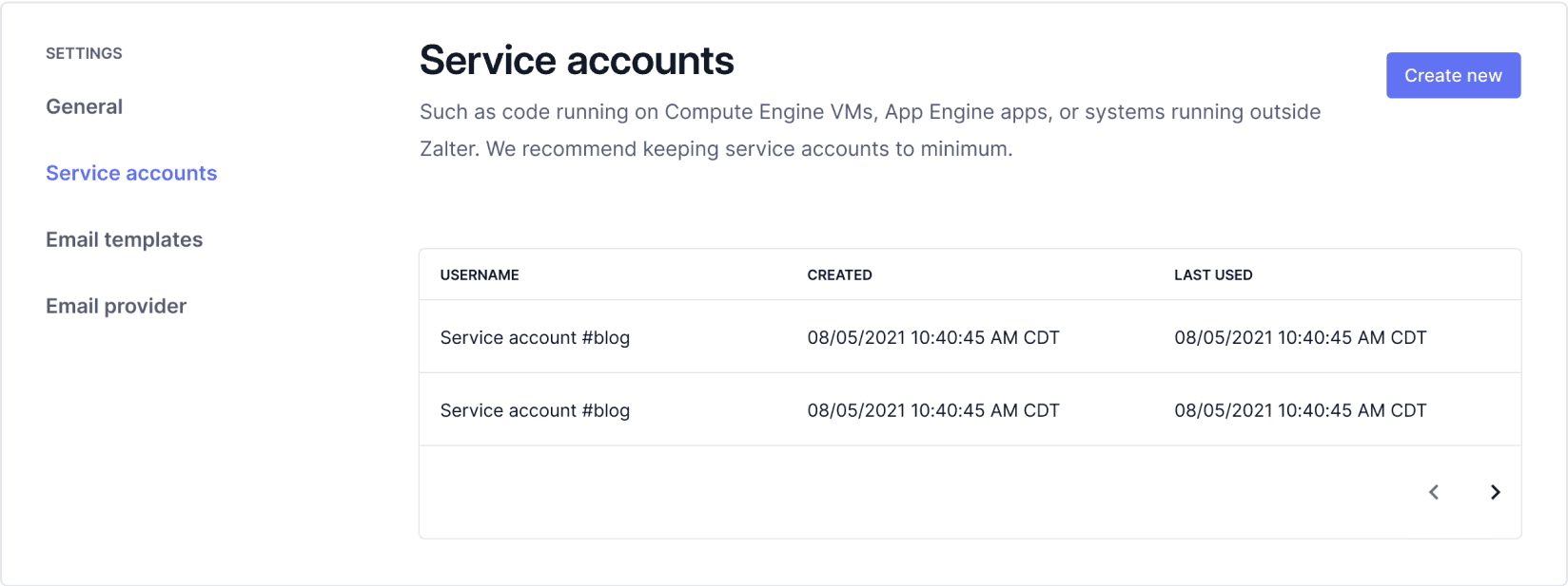 Create a service account